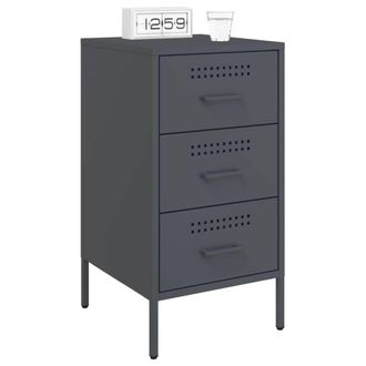 Berkfield Home Sturdy Bedside Cabinets 2 pcs Anthracite 36x39x68 cm Steel in Dark Grey | Size: 36 x 39 x 68 cm