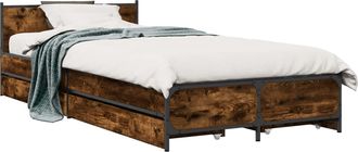 vidaXL Estructura De Cama Con Cabecero Roble Ahumado 80 X 200 Cm Vidaxl