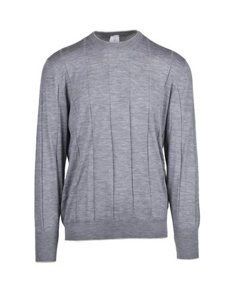 Eleventy Slim Fit Wool Under Jacket Sweater with Vertical Ribbed Pattern