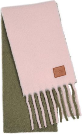 Loewe Colour-blocked Brushed Alpaca-blend Scarf - Green - One Size