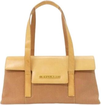 Bulgari Pre-owned Vintage Shoulder Bag - Dames - Vintage Schoudertas - Beige - ONE Size - Leer - Vintage