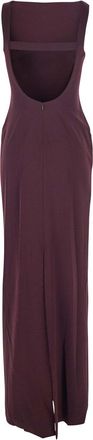Solace London Womens Bordeaux Long Dress With Square Neckline Polyester