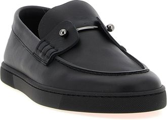 Christian Louboutin Mens Black Calfskin Slip-On Loafers