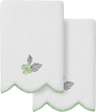 Linum Home Textiles 100% Turkish Cotton Hydea Scallop 2Pc Embellished Fingertip Towel Set