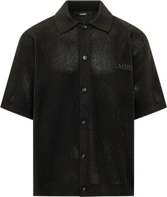 Amiri Crochet Mesh Shirt - Heren - Korte mouwen Overhemden - Zwart - S - Katoen - Overhemden
