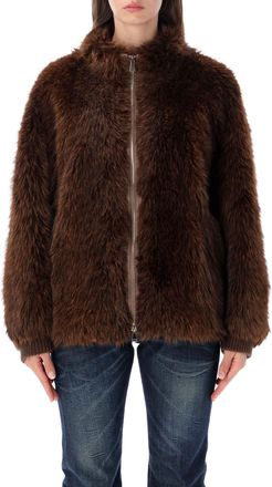 s.w.o.r.d Bomber Eco Marmotta Plush Zip Faux Fur Bomber Jacket