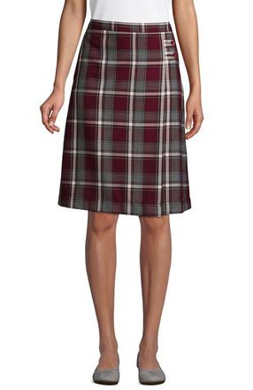 Lands End School Uniform Young Plaid A-line Skirt Below the Knee in Burgundy/gray Plaid at Nordstrom, Size 10