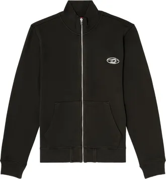 Diesel Black S-Ginn-Zip-Iod Cotton Sweatshirt