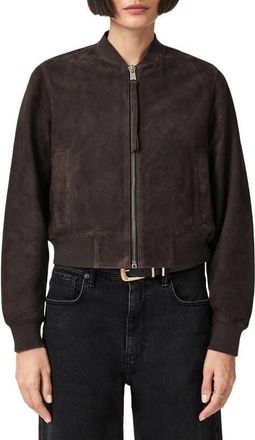 AllSaints Orten Suede Bomber Jacket in Bitter Brown at Nordstrom, Size 10 Us