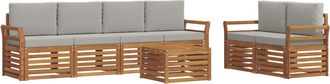vidaXL Conjunto De Sof&aacute;s De Exterior 7 Uds. Natural Y Gris Claro Vidaxl