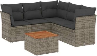 vidaXL Vidaxl - Set De Muebles De Jard&iacute;n 6 Pzas Y Cojines Rat&aacute;n Sint&eacute;tico Gris