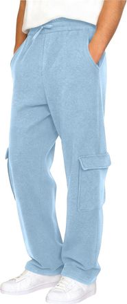 Generic Mens Fleece Lined Cargo Joggers Winter Thermal Scruffs Workwear Trousers Elastic Waist Drawstring Sweatpants Multi-Pocket Wide Leg Pants Heavy Duty Ca