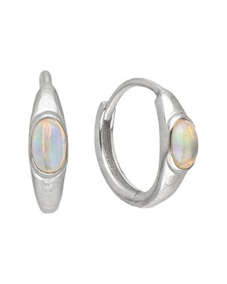 Tiramisu Silver 0.60 ct. tw. Ethiopian Opal Huggie Earrings