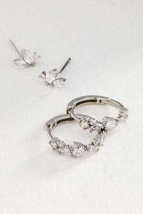 Anthropologie Crystal Huggie Earrings, Set of 2