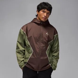 Nike Jordan Mens Jordan Brooklyn Hooded Draft Jacket in Brown | HF9333-237