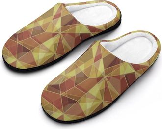 Generic Fractal Triangle Geometric Fragments Mens Slipper Slip On Winter Warm House Slippers Shoes Indoor Outdoor