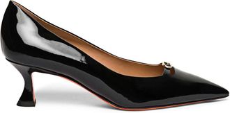 Santoni Patent Leder Pomp met Gesp - Dames - Pumps - Zwart - 37 1/2 EU - Leer - Schoenen