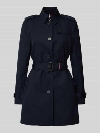 Tommy Hilfiger Trenchcoat mit G&uuml;rtel und Schulterriegeln in Dunkelblau, Gr&ouml;&szlig;e XL