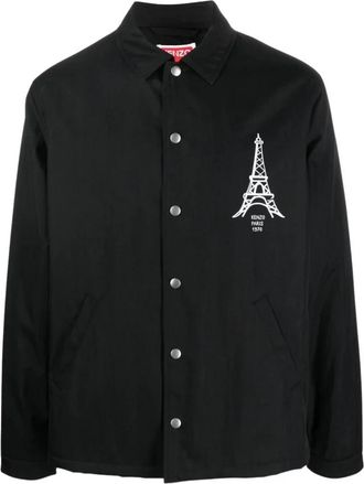 Kenzo Coach Shirt Jacket - Heren - Casual Overhemden - Zwart - XL - Katoen - Overhemden