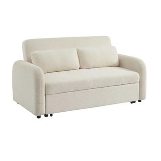 Sweeek Sof&aacute; cama en borreguito de 2 plazas, crema