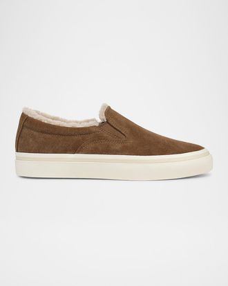 Vince Blair Suede & Shearling Slip-On Sneakers