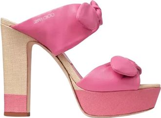 Jimmy Choo London Rua 120 Platform Sandal - Dames - Muiltjes - Roze - 40 EU - Leer - Schoenen