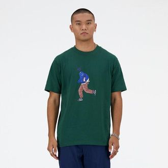 New Balance Uomo Athletics Sport Style T-Shirt in Verde, Cotone, Taglia M