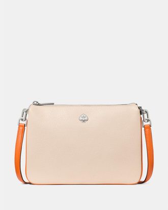 Kate Spade New York Womens Kayla Triple Crossbody Bag - Peach Leather - One Size