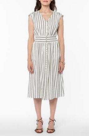 Velvet Heart Persa Stripe Linen Blend Midi Dress in Black White Stripe at Nordstrom Rack, Size X-Small