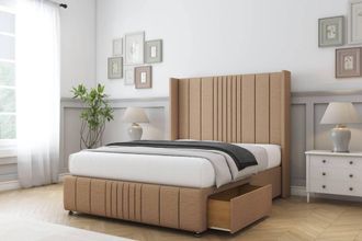 Sloomy Hargrave Dumfries Divan Set 2 Drawers-54 Wingback-Footboard in Light Brown | Size: Double