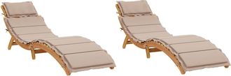 vidaXL Vidaxl - Tumbonas Con Cojines 2 Uds Madera Maciza De Acacia Gris Taupe
