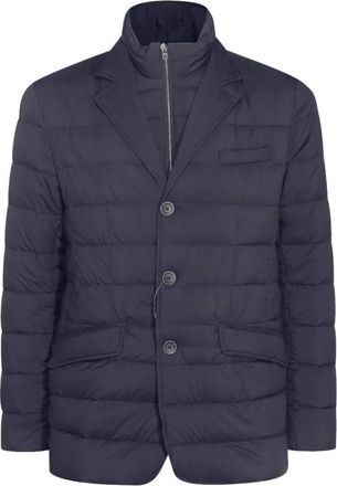 Herno Blauwe donsjas met hoge kraag - Heren - Winterjassen - Blauw - L - Jassen