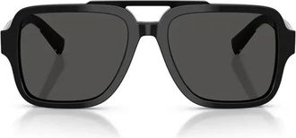 Dolce & Gabbana Zonnebril met dubbele brug en vierkant montuur - Heren - Zonnebrillen - Zwart - 56 MM - Accessoires