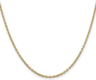 Diamond2Deal 10k Yellow Gold 2mm Round Open Link Cable Chain Necklace