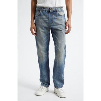Balmain Slim Straight Leg Jeans in 6Aw Blue at Nordstrom, Size 32