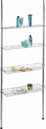 WENKO Scaffale Per Bagno, Scaffale Telescopico, Ellera, In Acciaio, 71x65-285x20 Cm, Lucido - Wenko