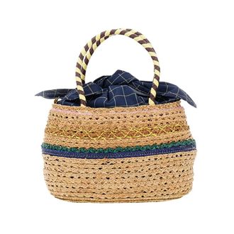Exquisite J Bucket Bags, female, Beige, Size: ONE SIZE Woven Top-Handle Clutch Bag