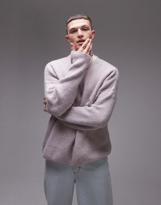 Topman Maglione comodo rosa spazzolato