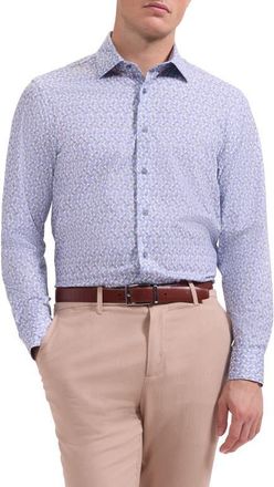 Bugatchi James OoohCotton Retro Print Button-Up Shirt in Walnut at Nordstrom, Size Xxx-Large