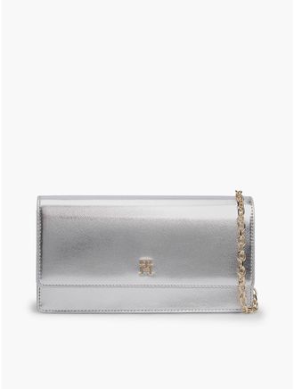 Tommy Hilfiger Womens Metallic Chain Strap Wallet - Silver