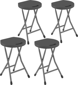 OUTSUNNY Folding Stool Set Of 4 - Decorative Garden Stool Set - Charcoal grey | TJ Hughes