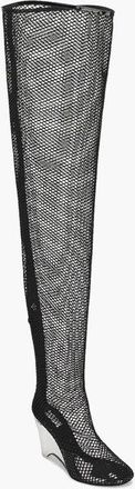 Alaia Stivali Sopra al Ginocchio in Mesh con Tacco Wdge in Plexigl taglia 38