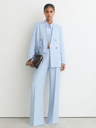 Reiss Blue Wide-leg Suit Trousers, 10R