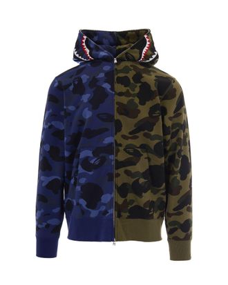 A Bathing Ape Split Camo Graphic Zip-Up Hoodie