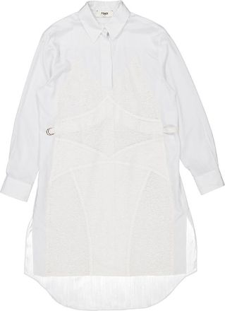Fendi Lace-Detail Silk Shirt Dress, Brand Size 42 (US Size 6)