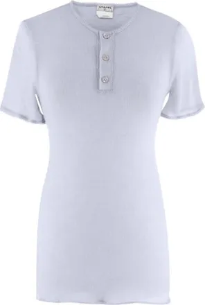 Chanel Lilac-Grey Sheer Cashmere Blend Knit Top Size XS