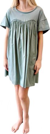 Luli Fama Flowy T Shirt Contrast Dress In Sage