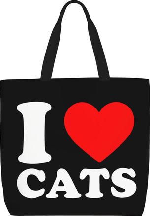 Generic Women Handbag I Love Cat Tote Bag Reusable Folding Ladies Purse, For Christmas, Daily, Gym, School, Holiday