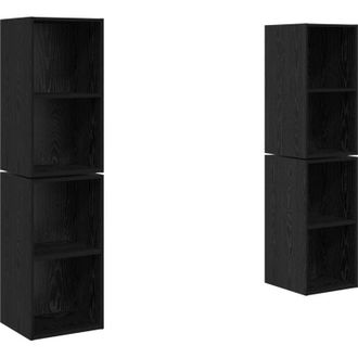vidaXL Vidaxl - Mueble De Tv De Pared 4 Pcs Roble Negro 37 X 37 X 72 Cm