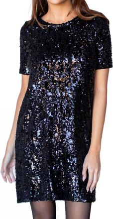 Emerson Fry Modern Shift Dress In Black Sequin